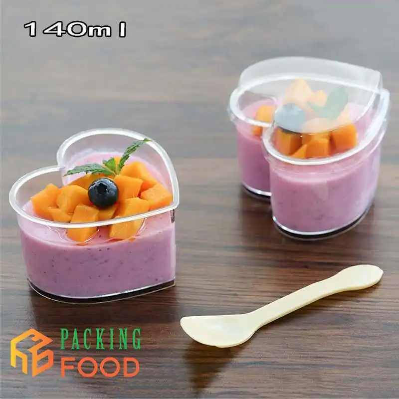 Cốc Ly Nhựa PS Trái Tim 140ml Đựng Pudding-Mousse 7745