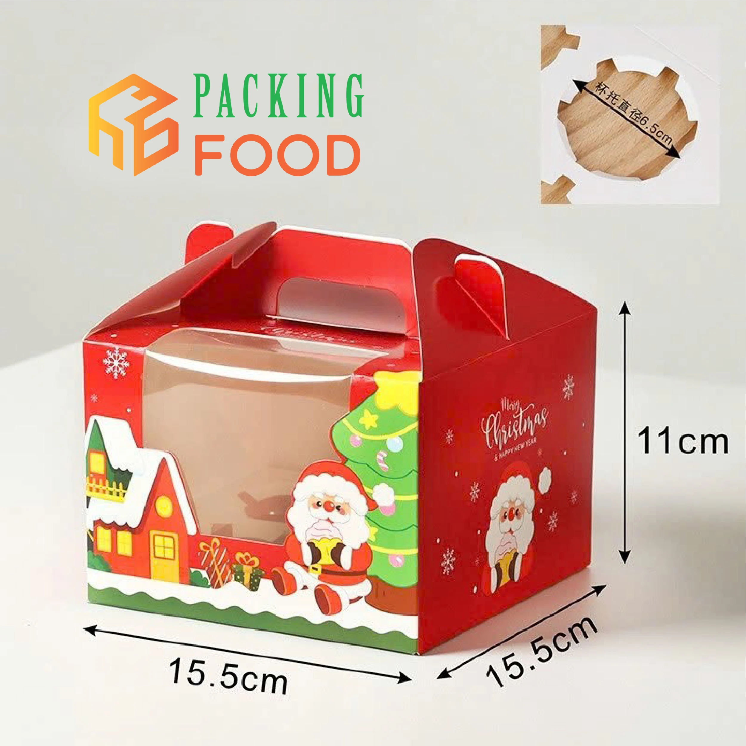 Hộp Đựng Bánh Cupcake Quai Xách Noel 1 2 4 6 Bánh