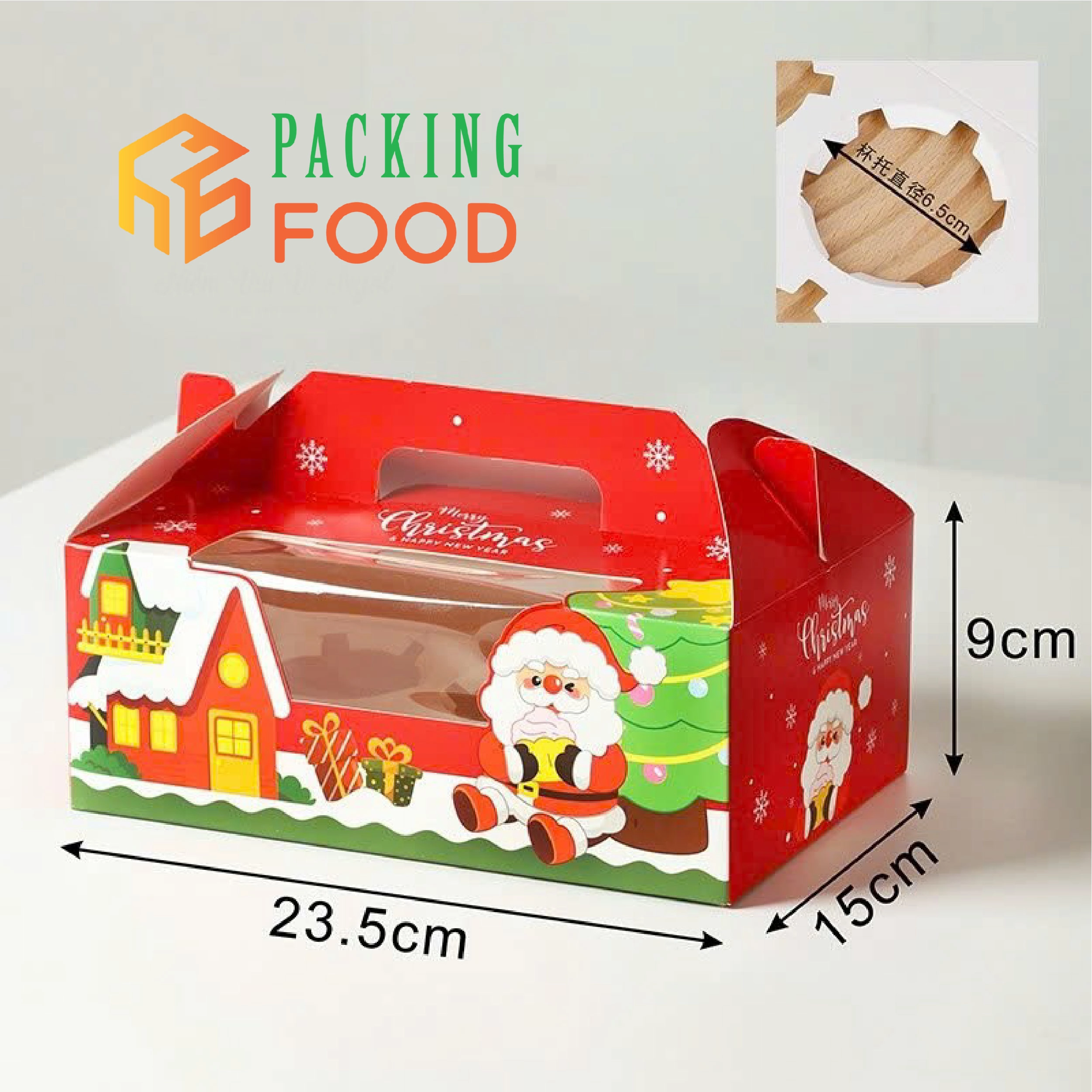 Hộp Đựng Bánh Cupcake Quai Xách Noel 1 2 4 6 Bánh