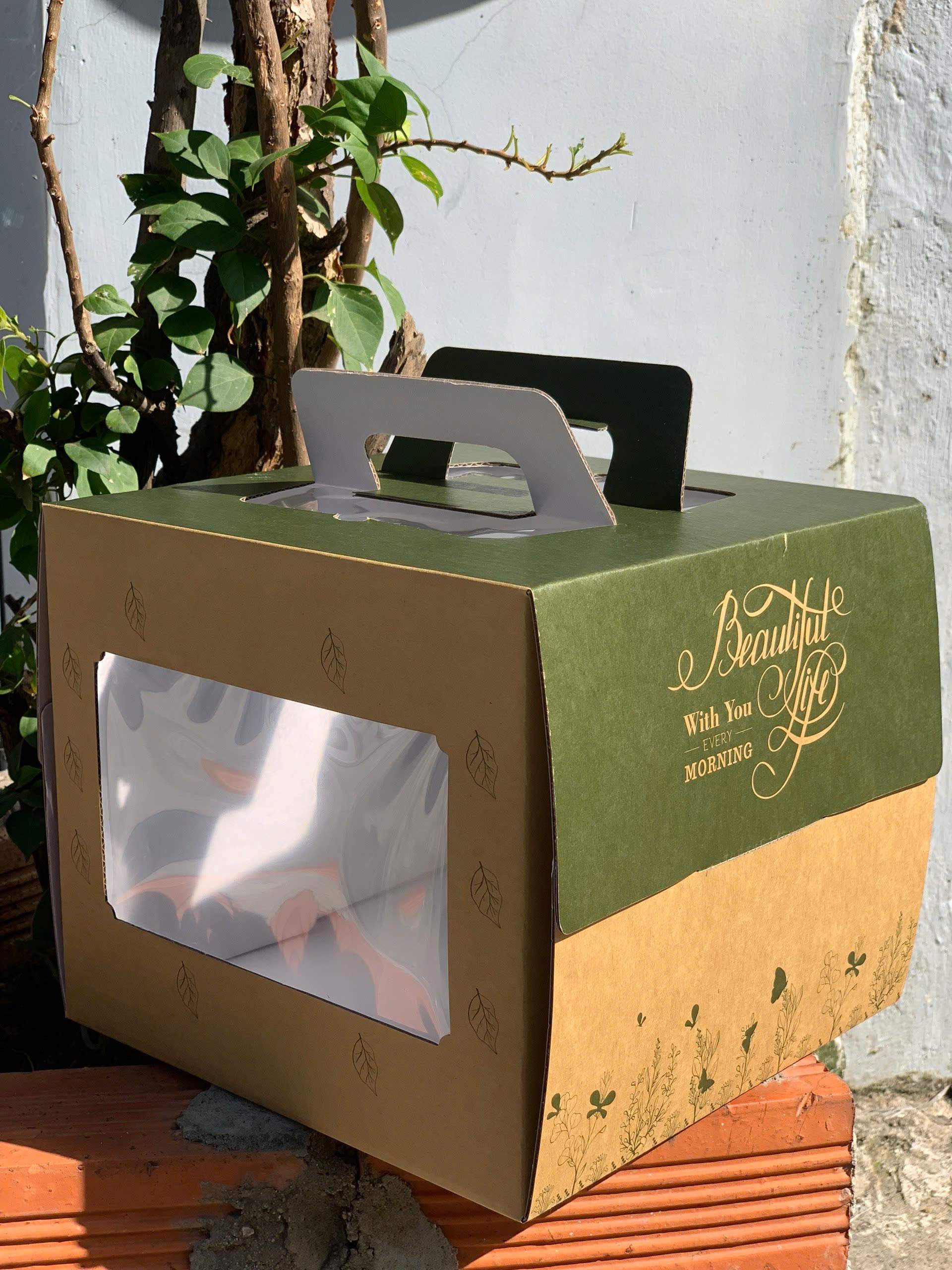 Hộp Bánh Kem Kraft Xanh