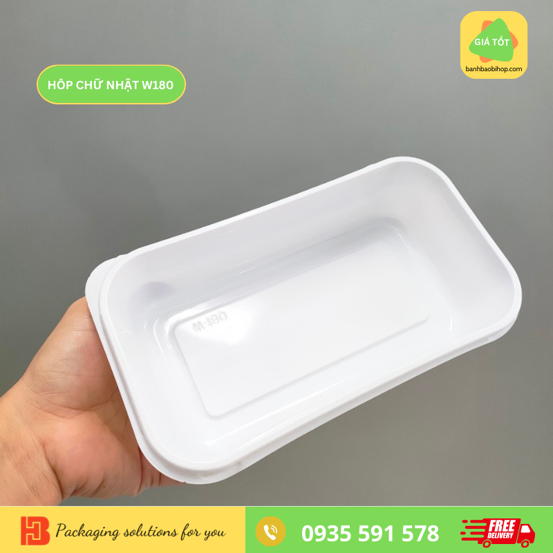 Hộp Nhựa Đựng Bánh Chữ Nhật Mã W180
