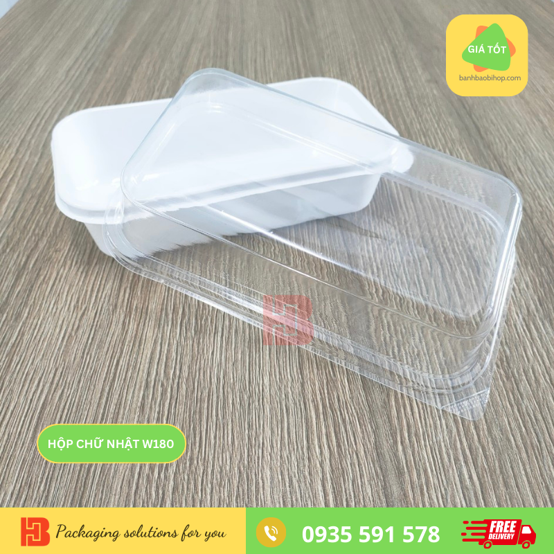Hộp Nhựa Đựng Bánh Chữ Nhật Mã W180