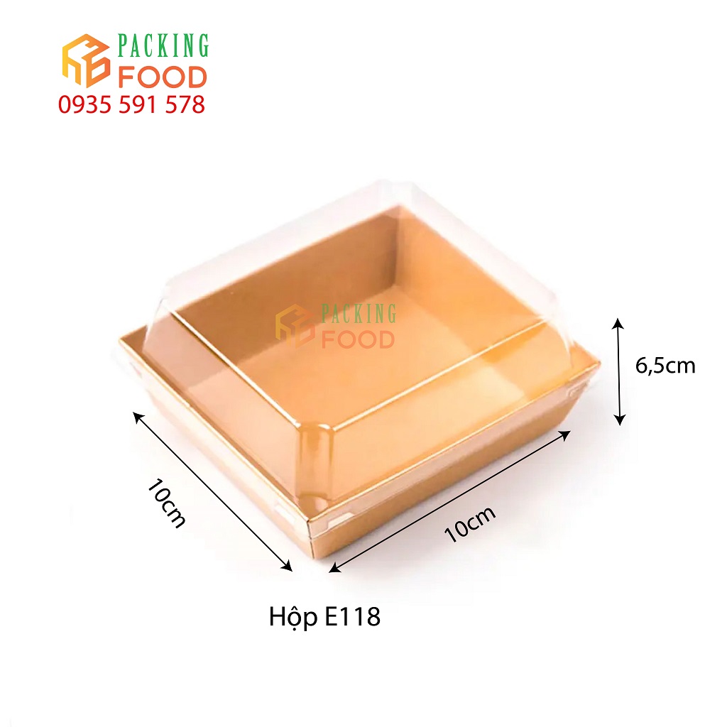 Hộp Giấy Kraft Đựng Bánh Vuông 10cm*10cm Mã E118