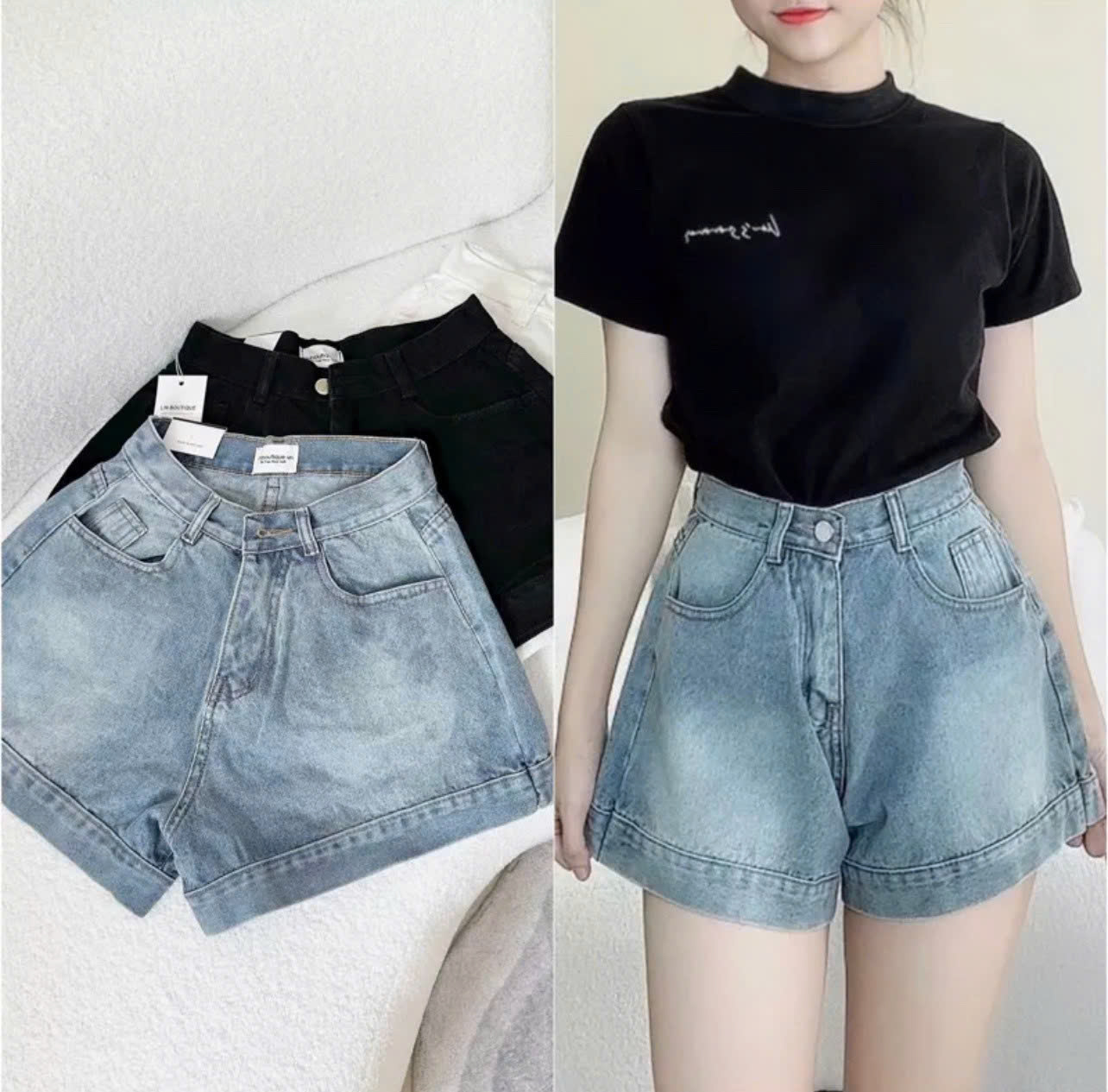 Quần Short Jean Nữ BigSize,Quần Đùi Lưng Cao Ống Rộng Big Size 58kg-95kg Mã J6