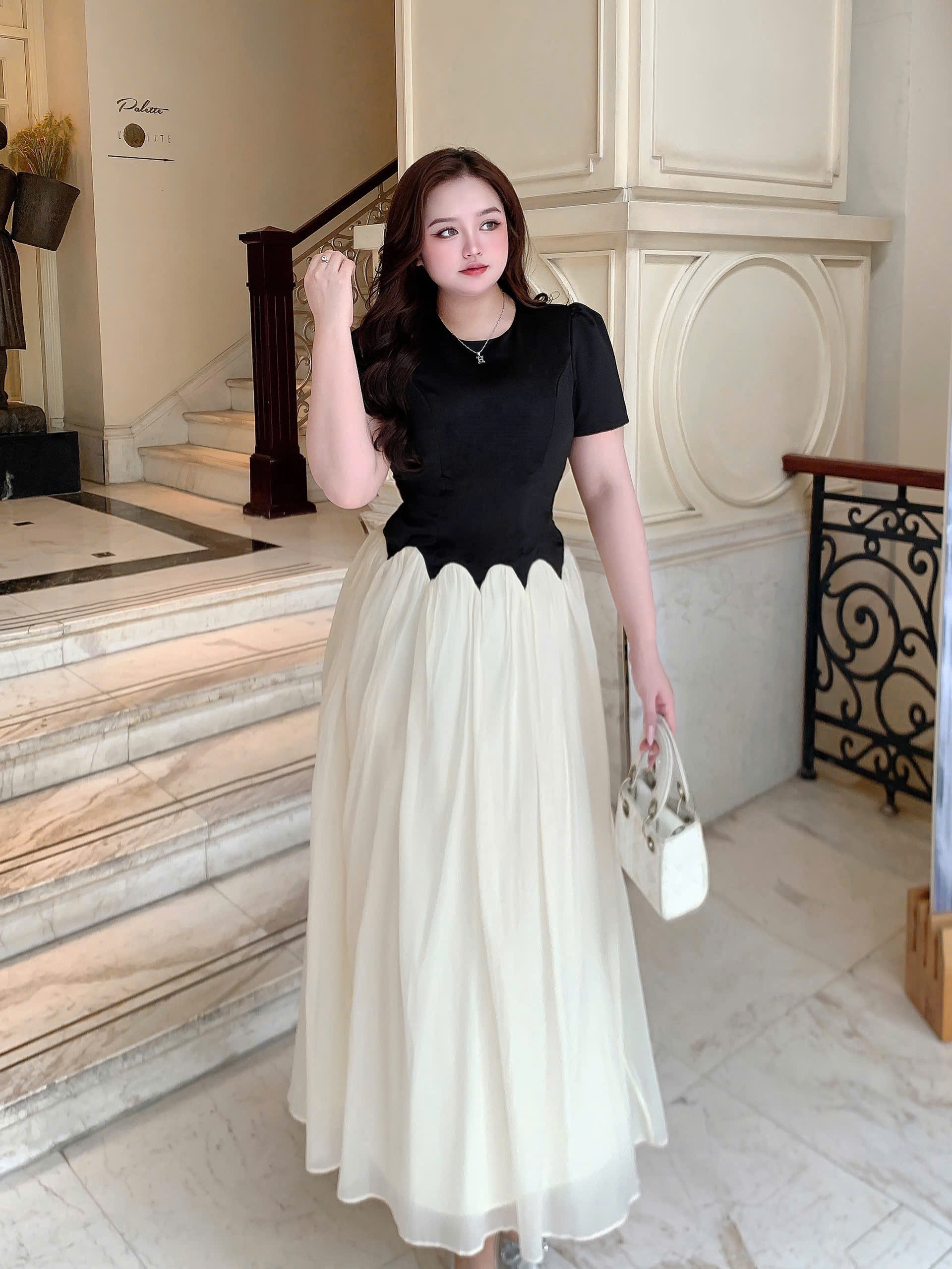 (60-120kg)Đầm Tapta Phối Voan Tơ Dáng Dài Sang Trọng, Đầm Công Chúa Đi Tiệc Bigsize