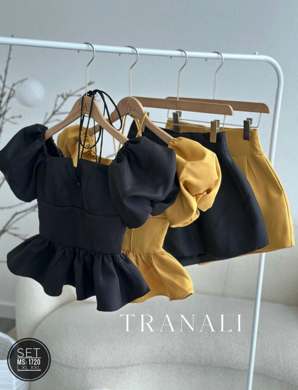 Set Bộ Cổ Yếm Trễ Vai Babydoll