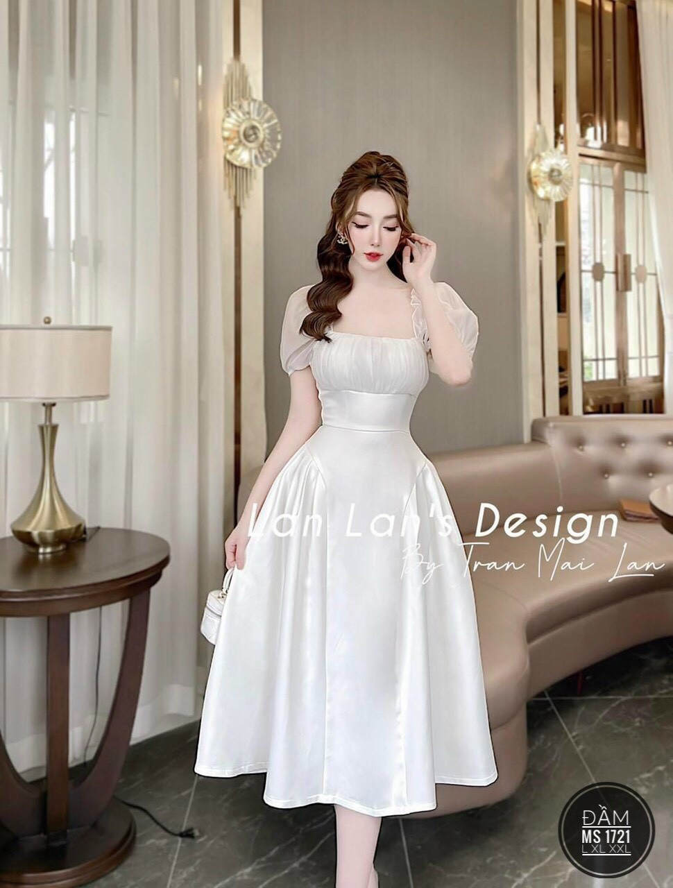 Đầm Cổ Vuông Xếp Ly Bigsize 1721