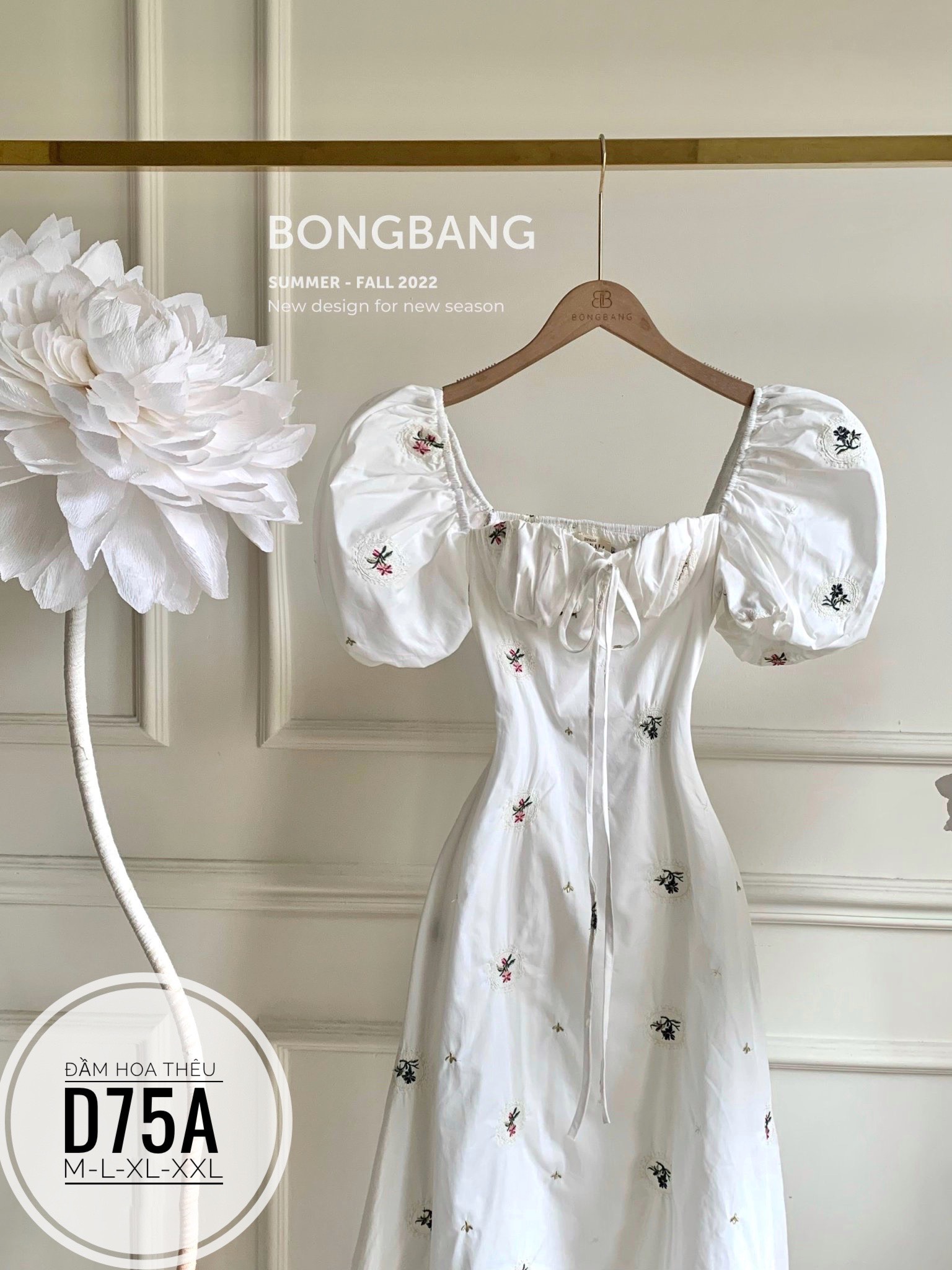 Đầm midi dáng dài hoa thêu tay ngắn phía sau bo thun hở lưng sexy bigsize nữ 60-90kg