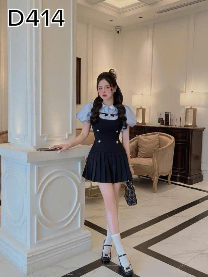 ĐẦM THIẾT KẾ TIỂU THƯ BIGSIZE NƠ TAY PHỒNG PHỐI SOMI 55-90KG