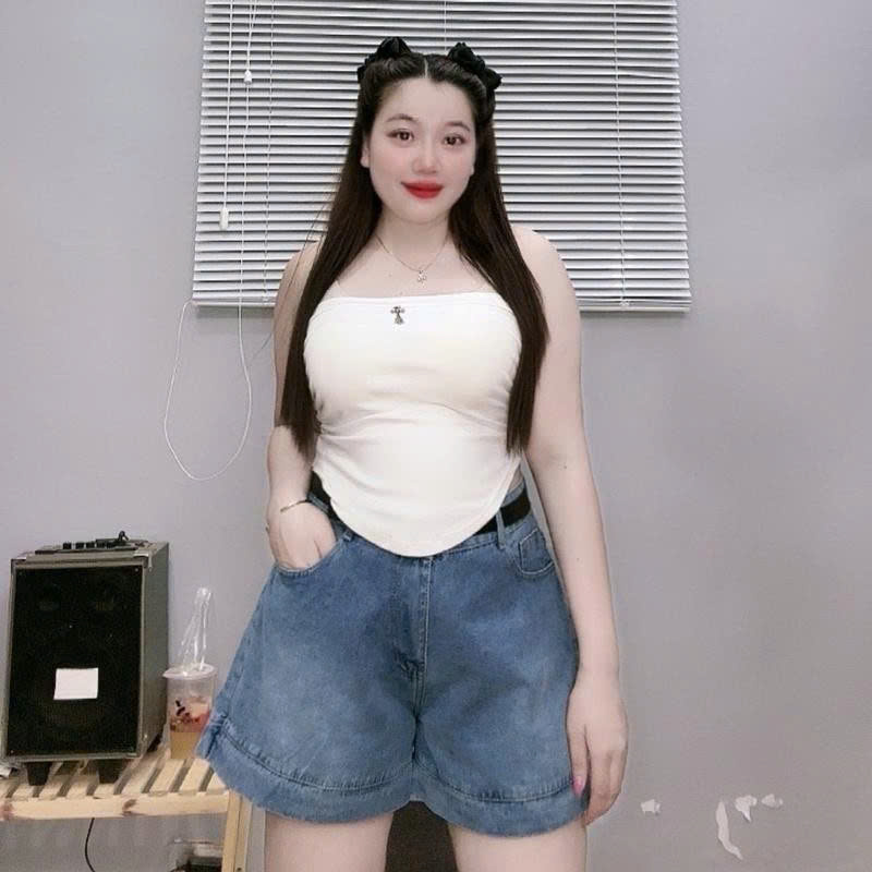 Quần Short Jean Nữ BigSize,Quần Đùi Lưng Cao Ống Rộng Big Size 58kg-95kg Mã J6