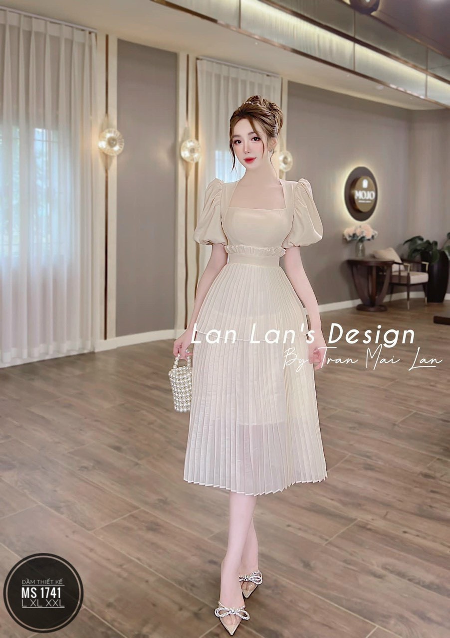 Đầm Cổ Vuông Dập Ly Bigsize 1741