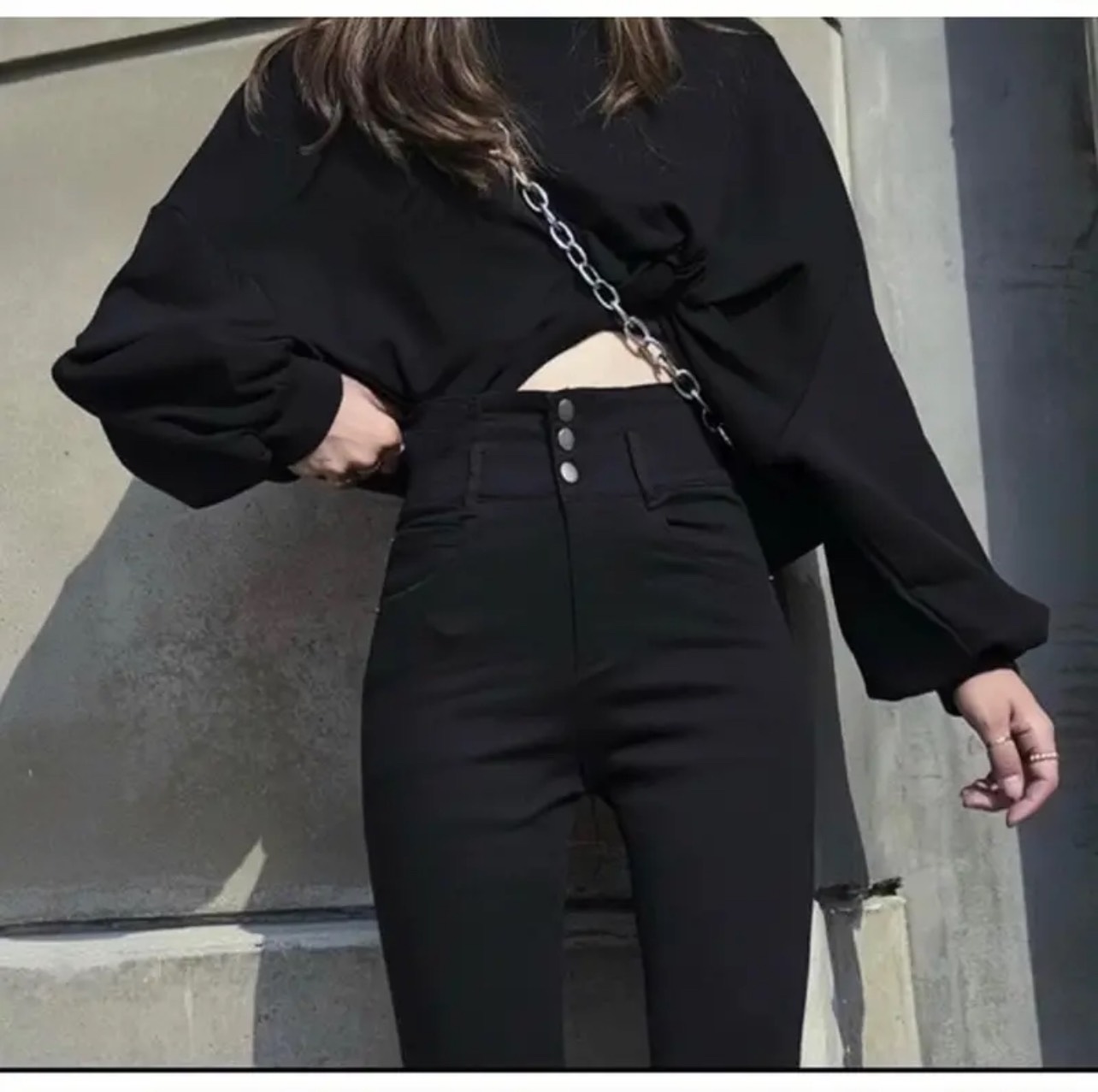 Quần jean Giấy Skinny Nữ Ống Loe Đen Trơn bigsize , Co giãn 4 chiều, cạp cao tôn dáng