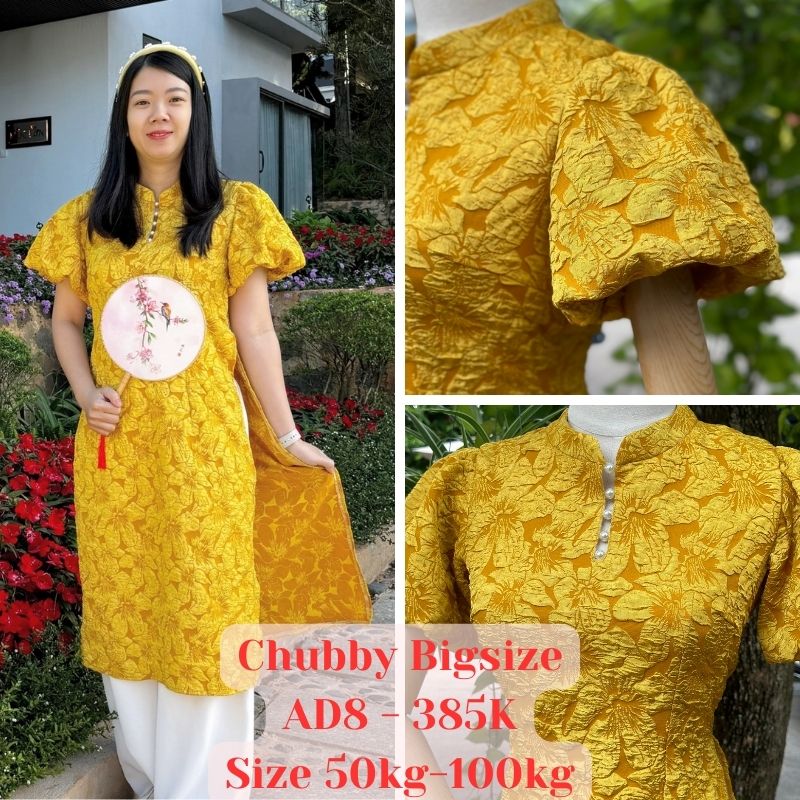 Áo Dài Cách Tân Gấm Xốp Hồng 50KG-100KG