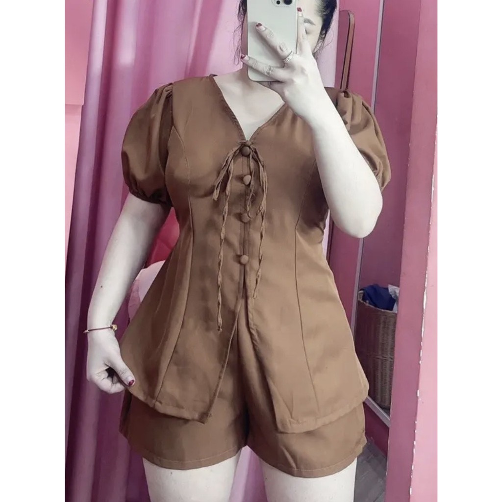 Set Bộ Tay Phồng Nút Bọc Bigsize