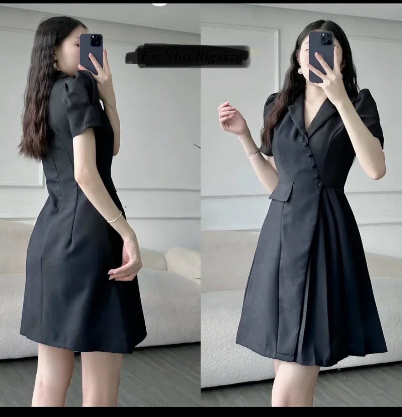 Đầm Cổ Vest Xếp Ly Công Sở Bigsize