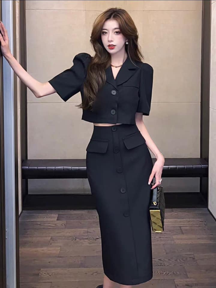 Set Vest Váy Dài Công Sở Bigsize 1132