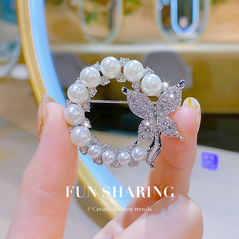 Ghim Cài Áo Hình Bướm Đính Ngọc Trai Nhân Tạo 115