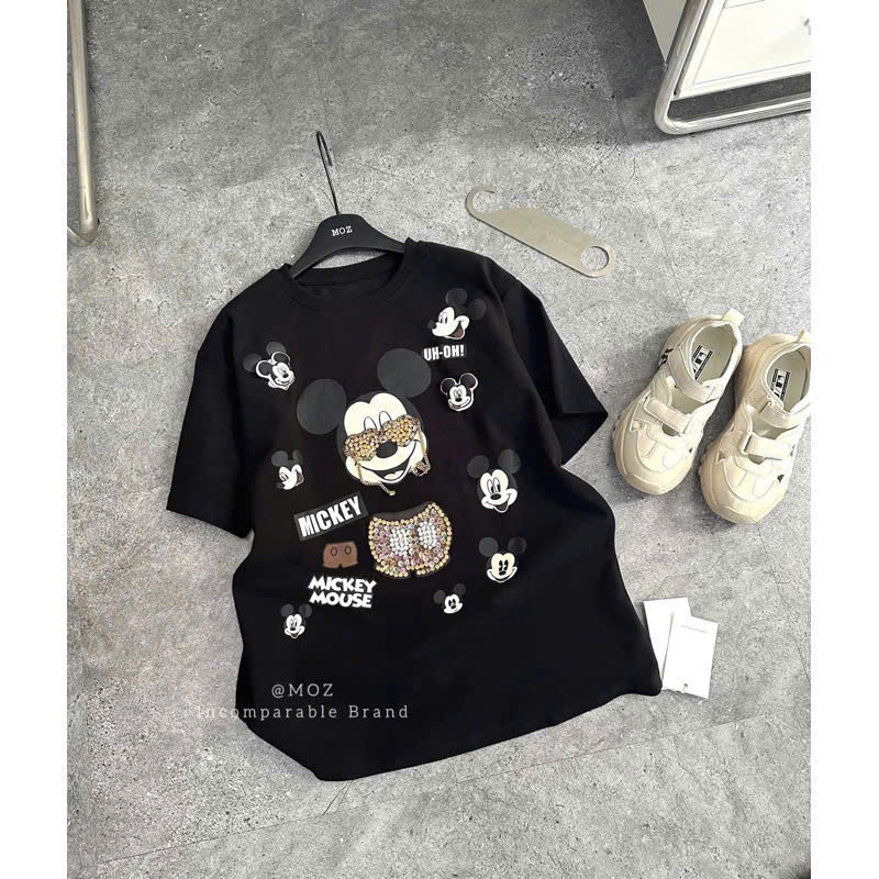 Áo Thun Nam Nữ Áo Phông Chuột Mickey In Chất Cotton 100% 4 Chiều Mịn Mát In Cao Cấp