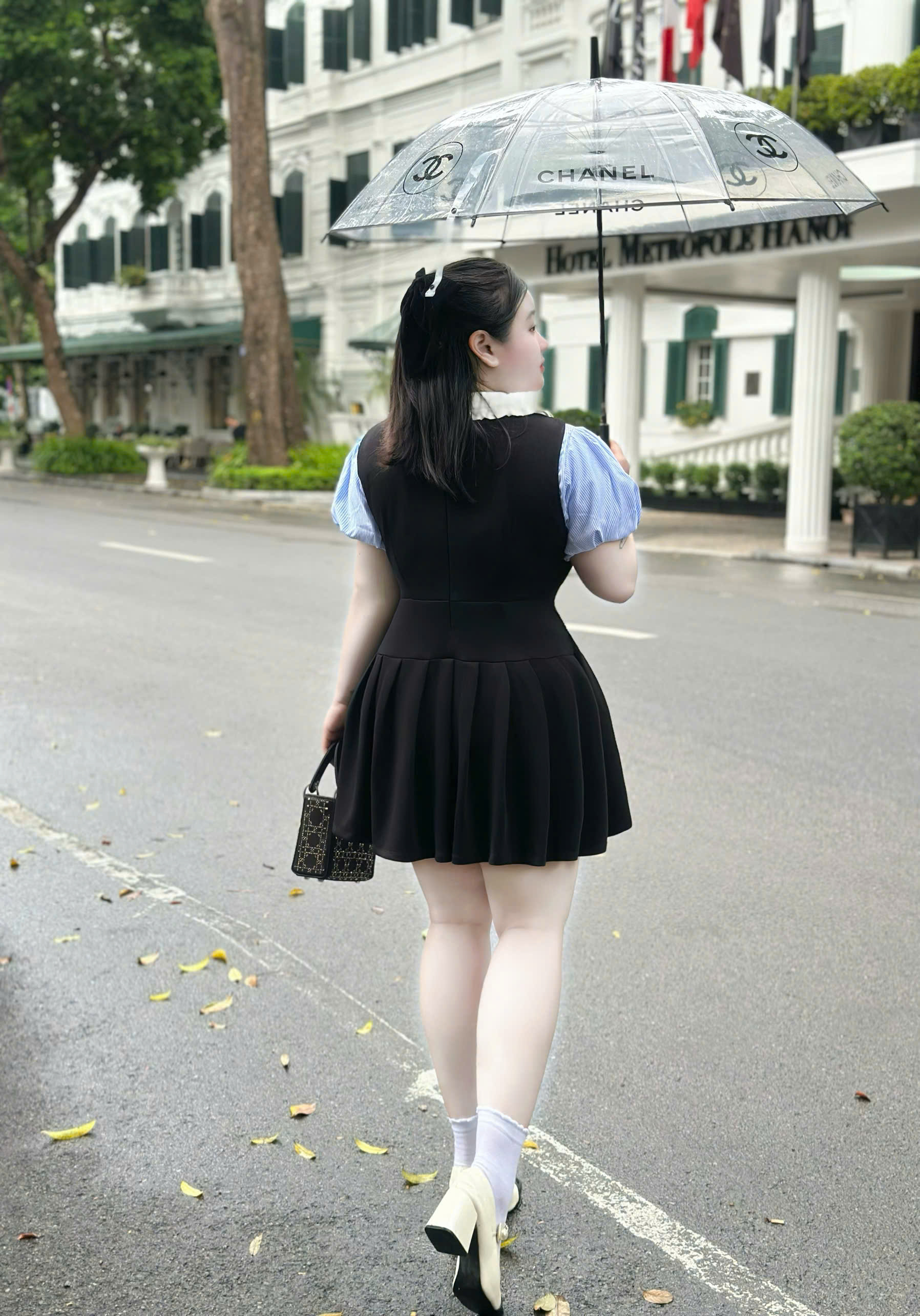 ĐẦM THIẾT KẾ TIỂU THƯ BIGSIZE NƠ TAY PHỒNG PHỐI SOMI 55-90KG