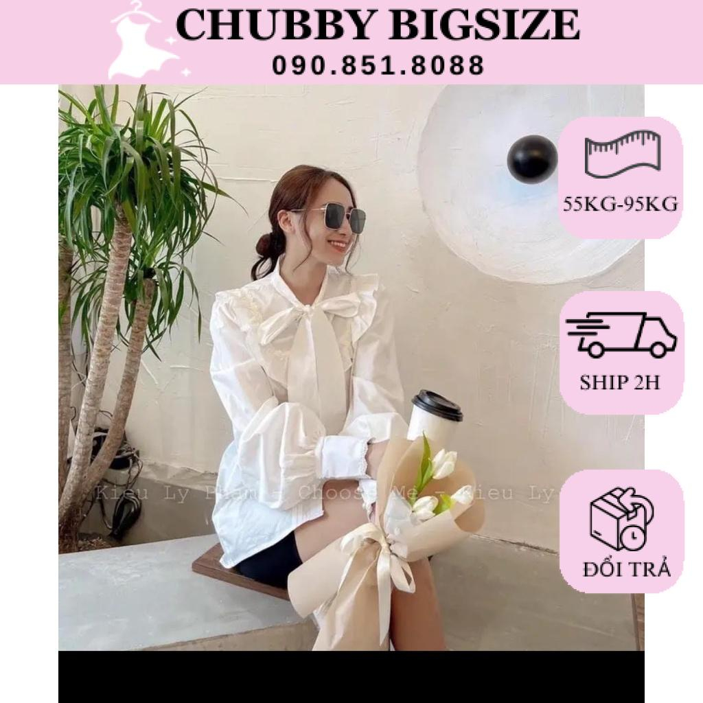 Áo sơ mi Trắng Phối Nơ Bigsize Công Sở