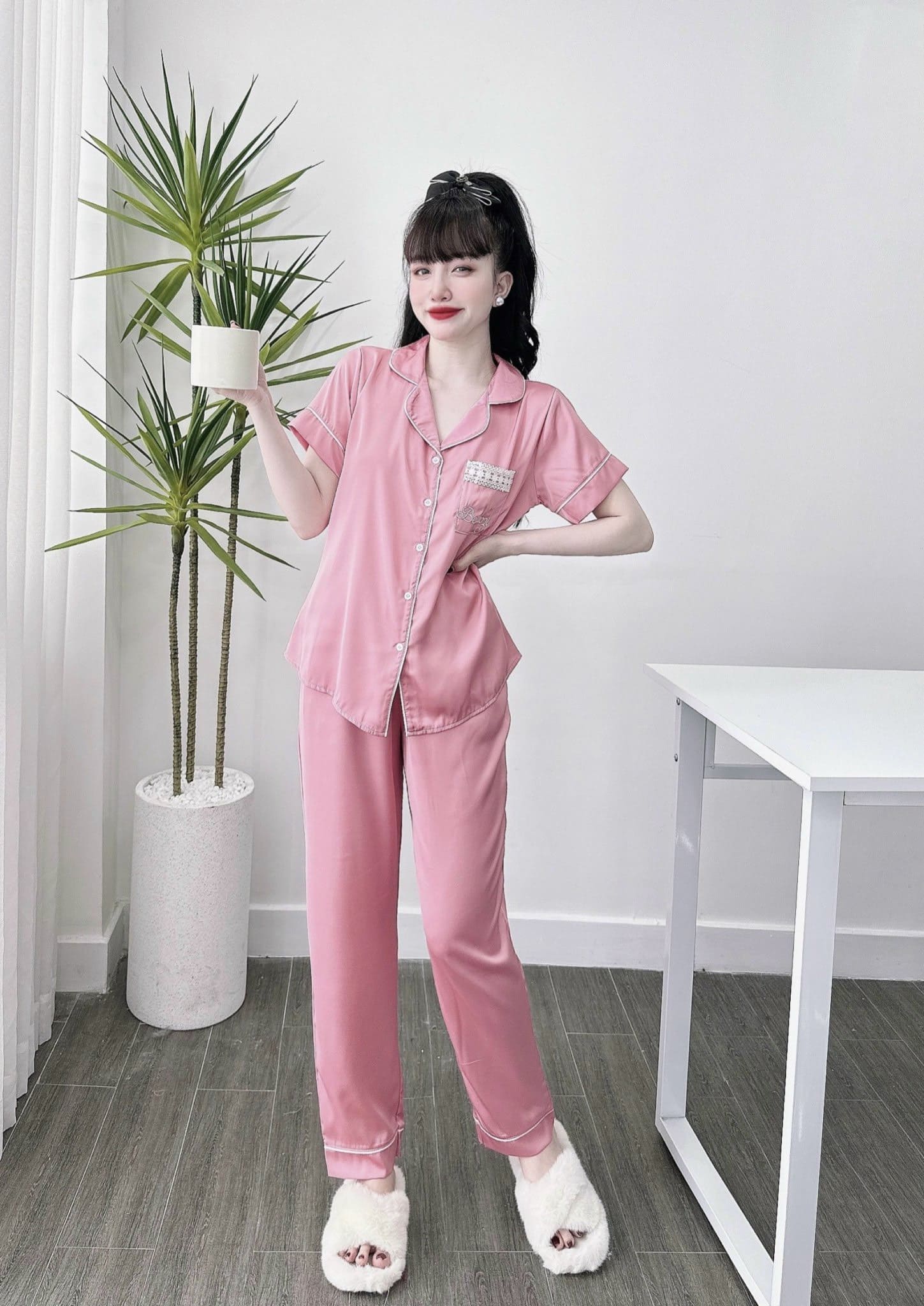 Bộ Lụa Dài Thêu Túi  Bigsize 50-95kg