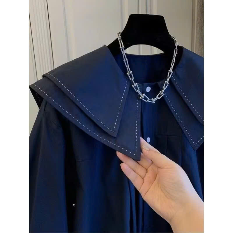 Áo sơ mi nữ tiểu thư dáng rộng lá cổ nhọn BIGSIZE phong cách Hàn quốc phù hợp đi học, đi chơi, đi làm