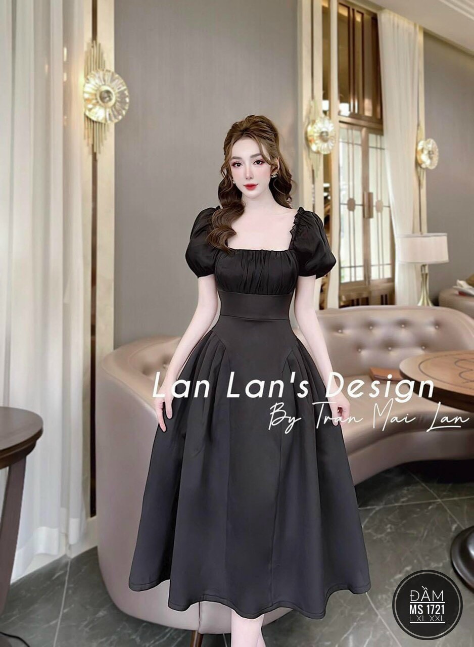 Đầm Cổ Vuông Xếp Ly Bigsize 1721