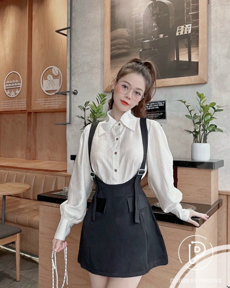 Set đầm yếm kèm áo somi BIGSIZE D59A