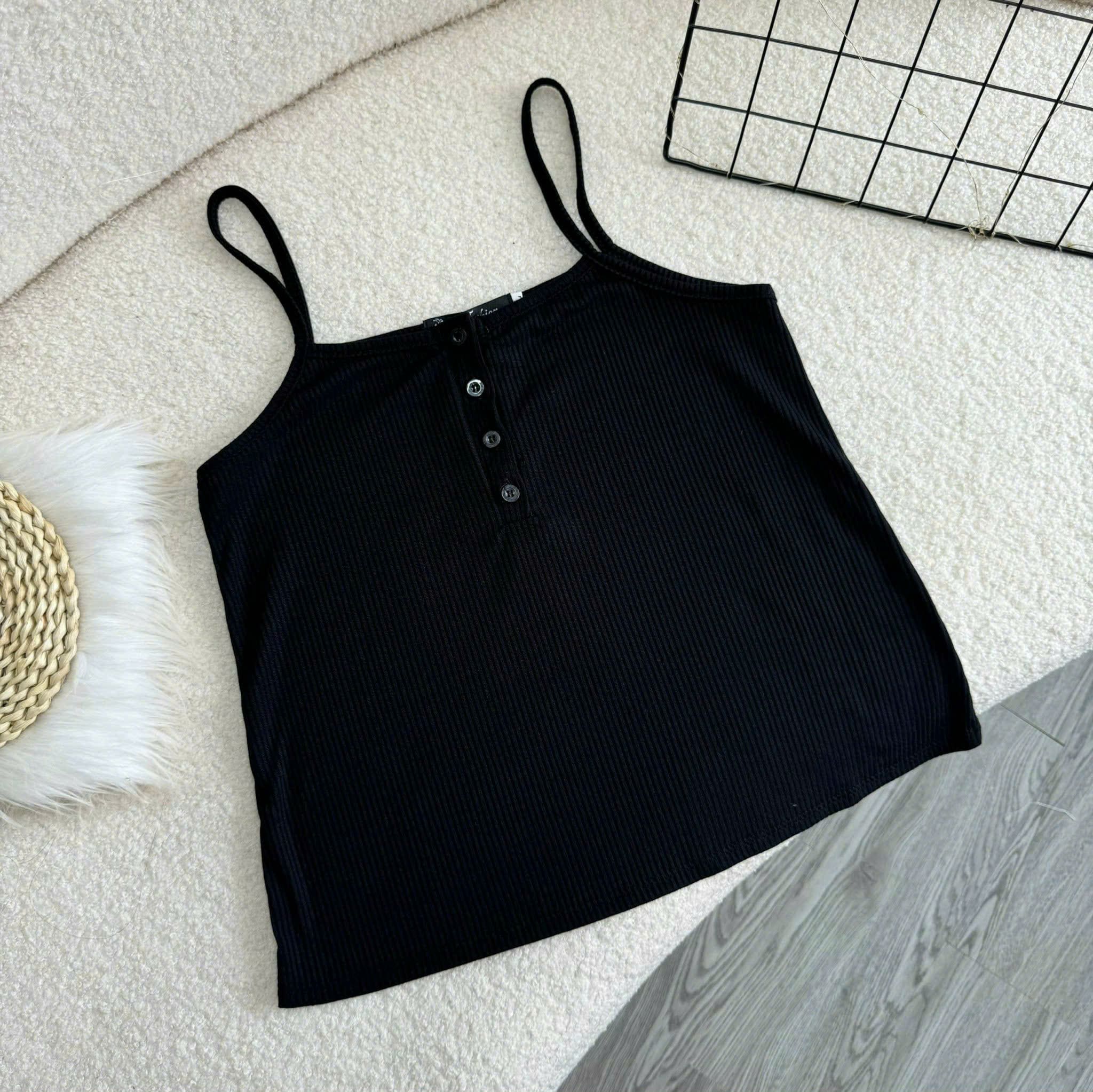 Áo Hai Dây Nữ Bigsze Gài 3Cúc Kiểu Dáng Ôm Body Chất Gân Tăm Co Giãn Mềm Mại Quyến Rũ 50-95kg