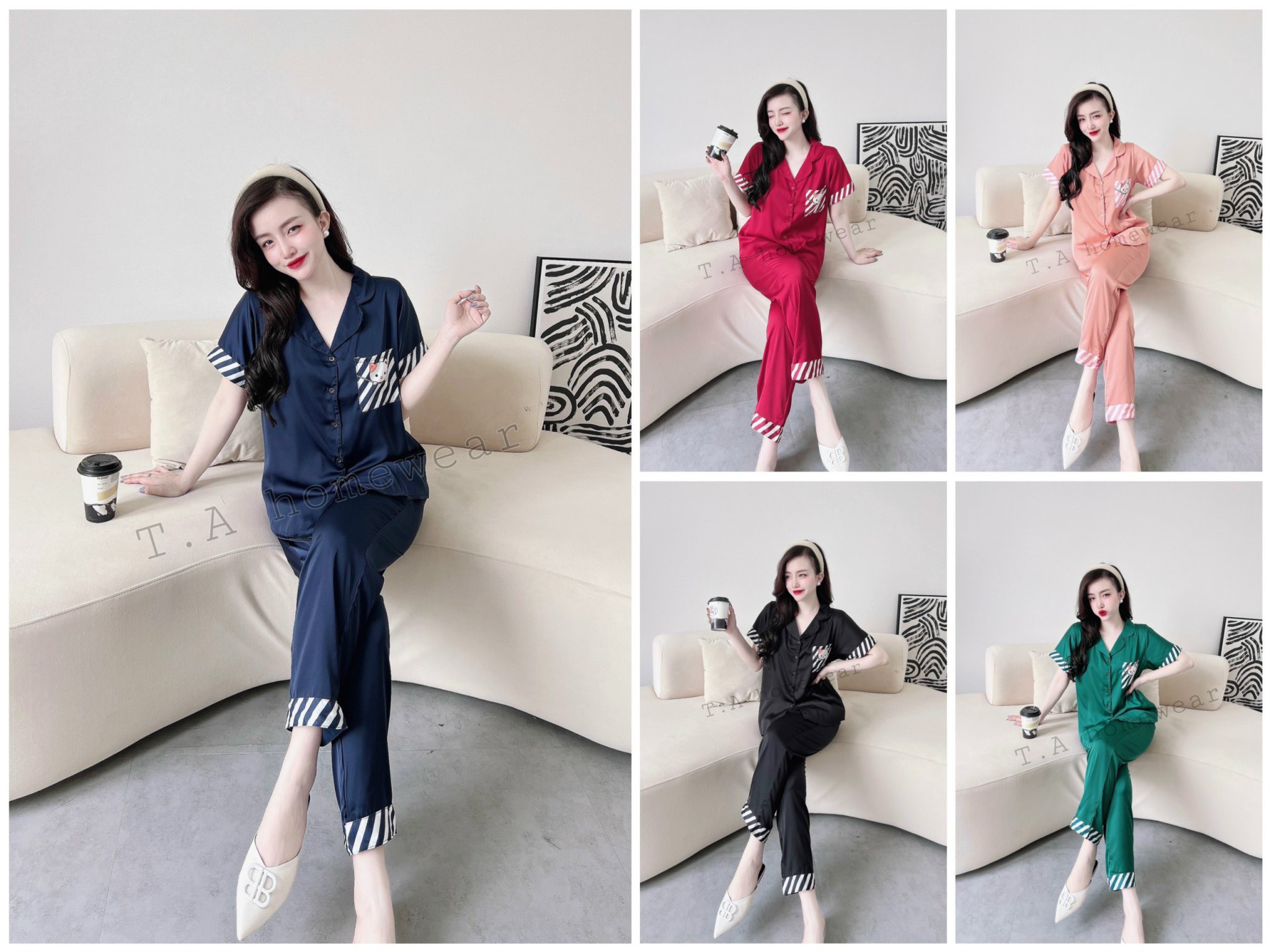 Bộ Lụa Dài Viền Túi MÈO Bigsize 50-95kg