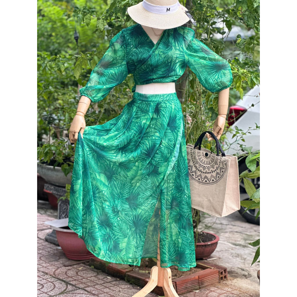 (Chubby )Set đầm maxi nữ bigsize cao cấp xẻ gợi cảm 1305