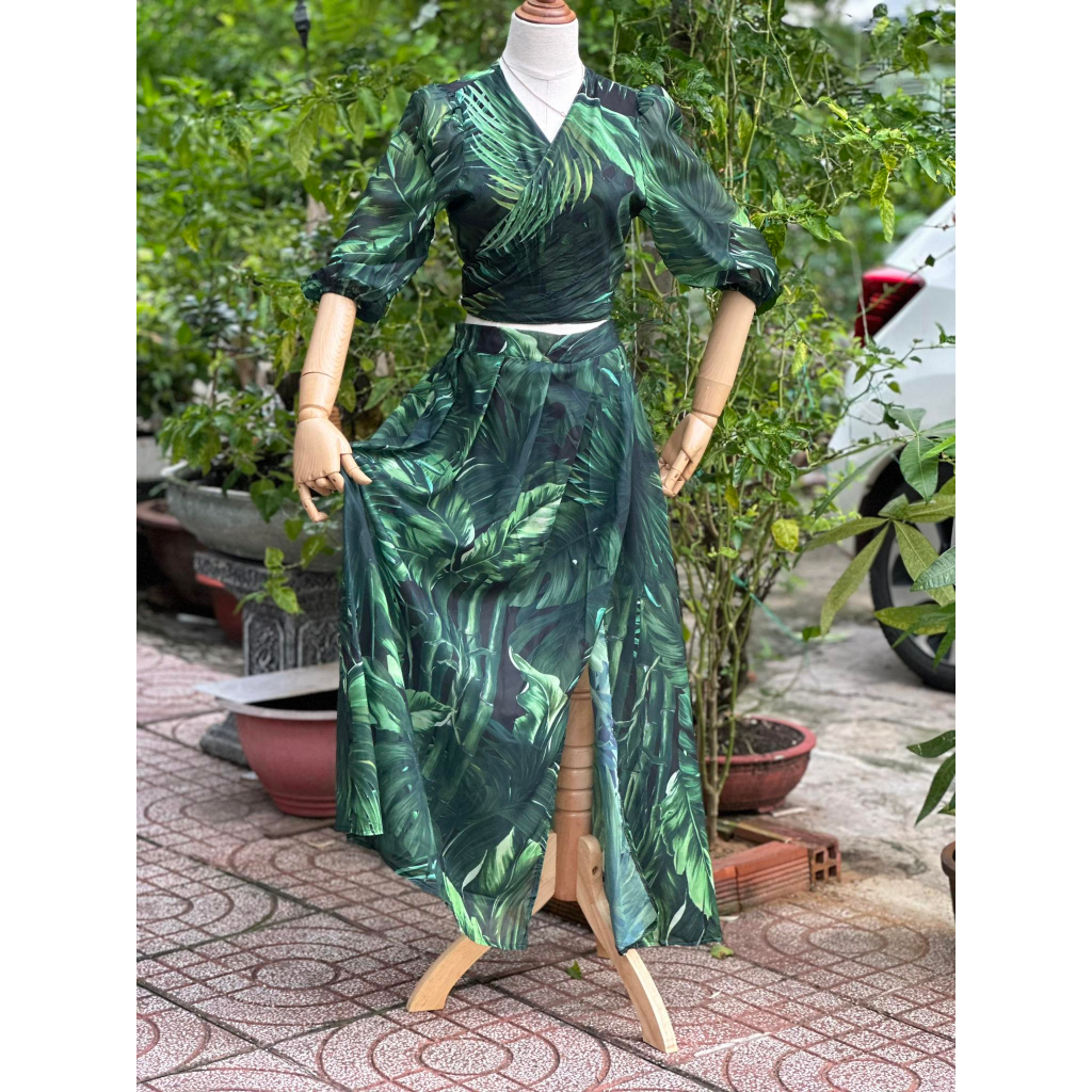 (Chubby )Set đầm maxi nữ bigsize cao cấp xẻ gợi cảm 1305