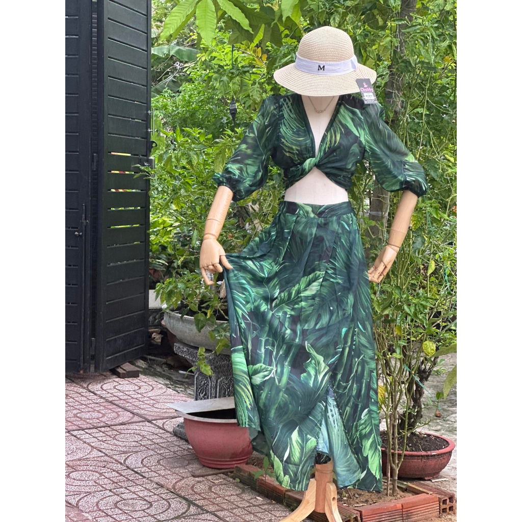 (Chubby )Set đầm maxi nữ bigsize cao cấp xẻ gợi cảm 1305