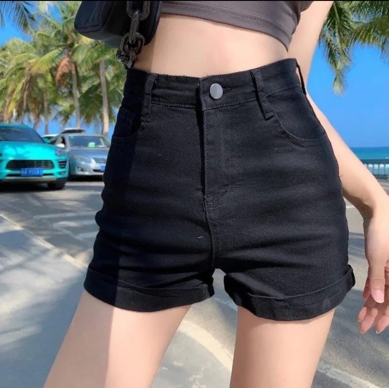 Quần đùi đen jean nữ bigsize