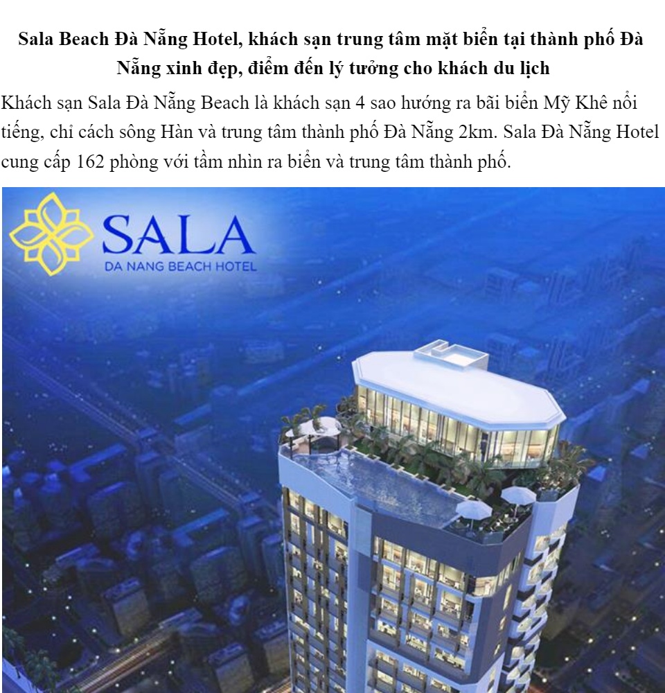 COMBO 3N2Đ SALA HOTEL DA NANG 4 * - VÉ MÁY BAY KHỨ HỒI