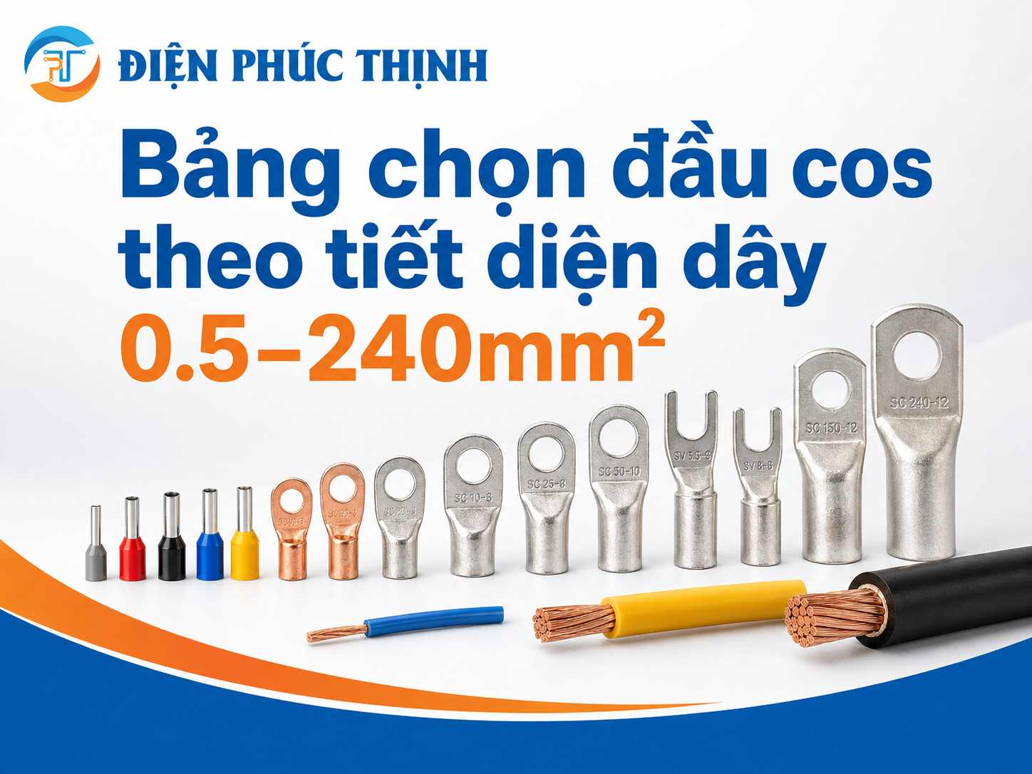 Bảng Chọn Đầu Cos Theo Tiết Diện Dây 0.5–240mm²