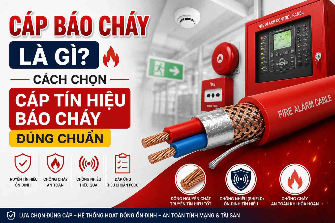 Cáp báo cháy là gì? Cách chọn cáp tín hiệu báo cháy đúng chuẩn