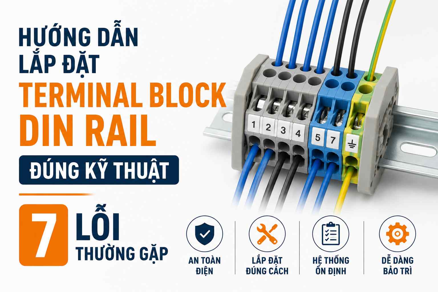 Hướng dẫn lắp đặt terminal block DIN rail đúng kỹ thuật — 7 lỗi thường gặp