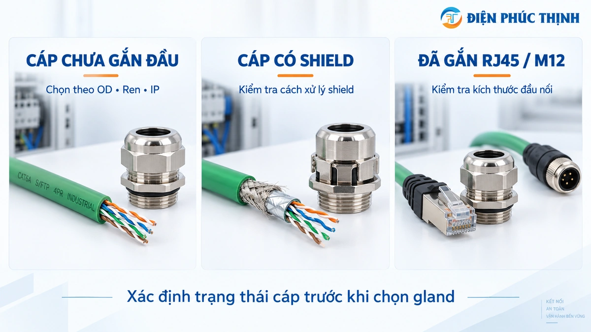 Các trường hợp chọn Cable Gland cho cáp mạng công nghiệp đi vào tủ điện