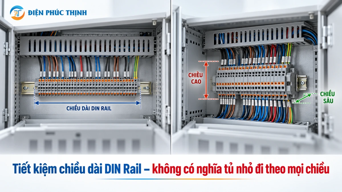 So sánh không gian DIN Rail của cầu đấu một tầng và cầu đấu hai tầng