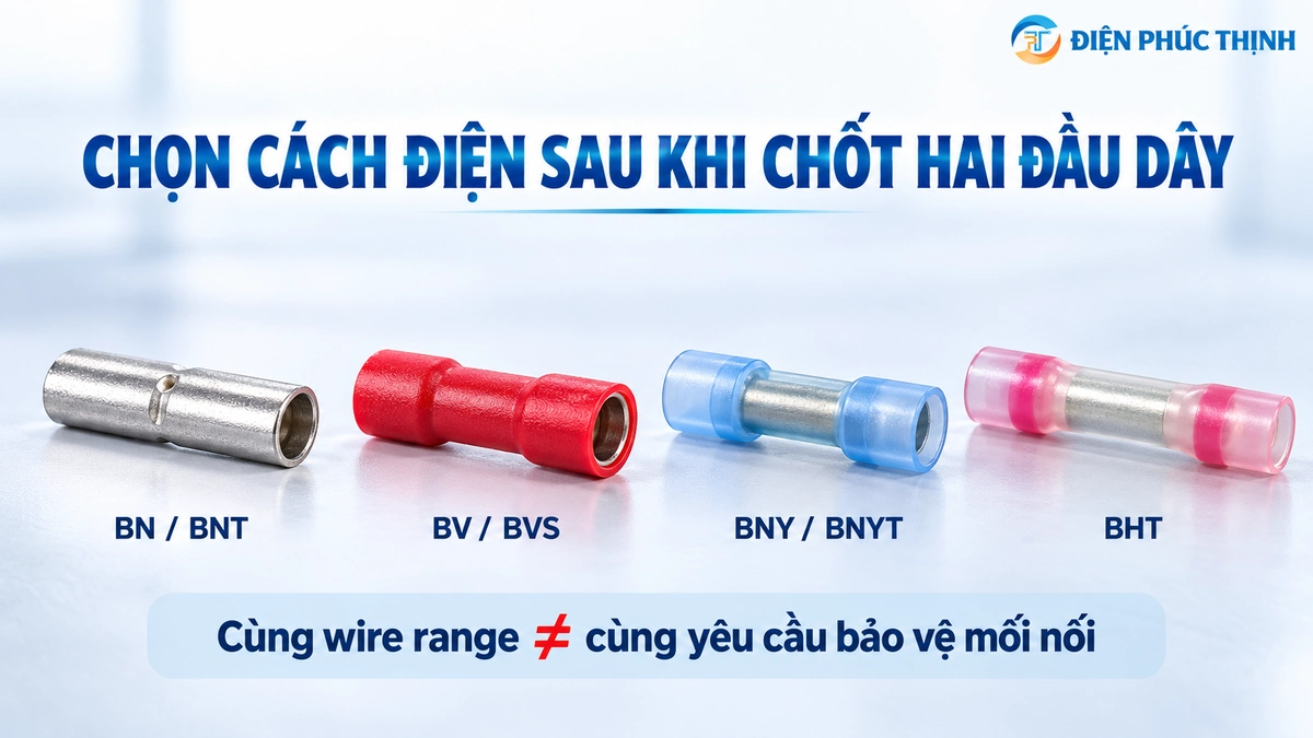 So sánh cos nối thẳng trần Vinyl Nylon và Heat Shrink theo yêu cầu cách điện