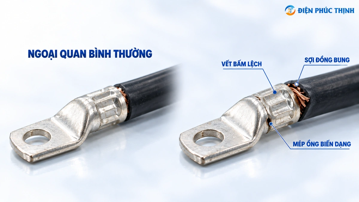 So sánh mối bấm đầu cos bình thường và các lỗi ngoại quan thường gặp