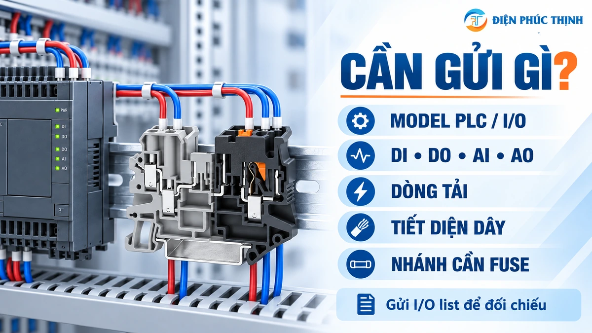 Thông tin cần gửi khi chọn Terminal Block cho PLC I O 24VDC