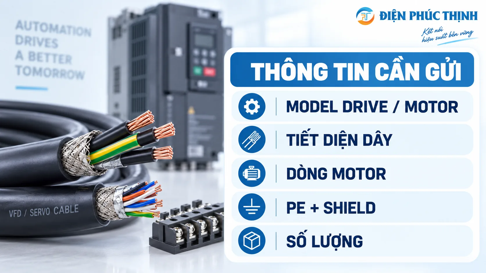 Thông tin cần gửi khi chọn Terminal Block cho cáp VFD servo