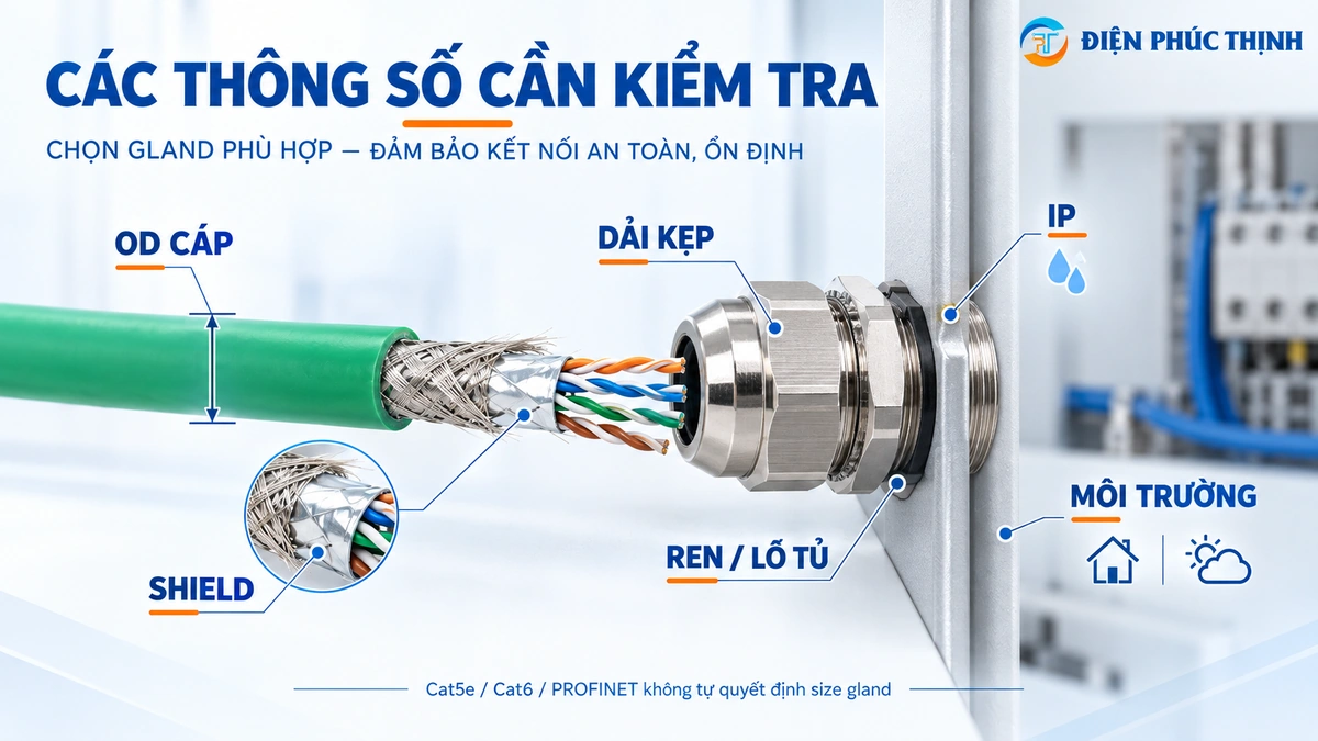 Các thông số cần kiểm tra khi chọn Cable Gland cho cáp Ethernet công nghiệp