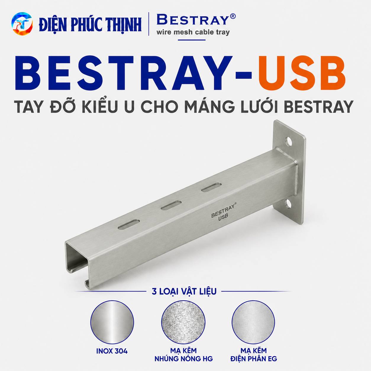 BESTRAY-USB / Tay Đỡ Kiểu U Cho Máng Lưới Bestray