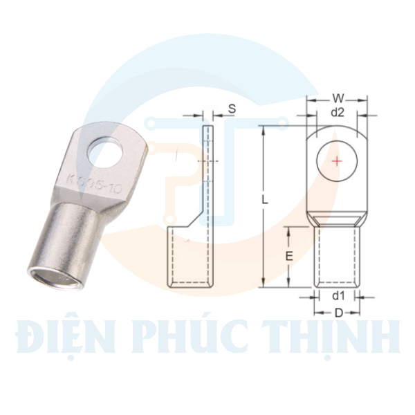 TL50-6 / Đầu Cosse Đồng (Dòng TL) KST 50 mm - NON-INSULATED COPPER TUBULAR LUGS (TL SERIES)