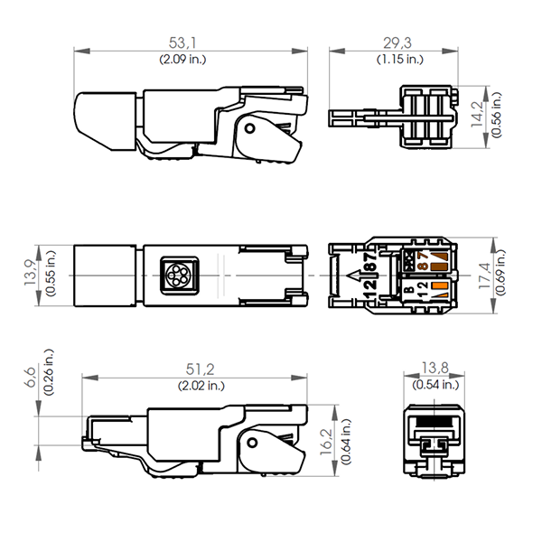 21700601 - Đầu nối RJ45 EPIC DATA ED-IE-AX-6A-B-20-FC