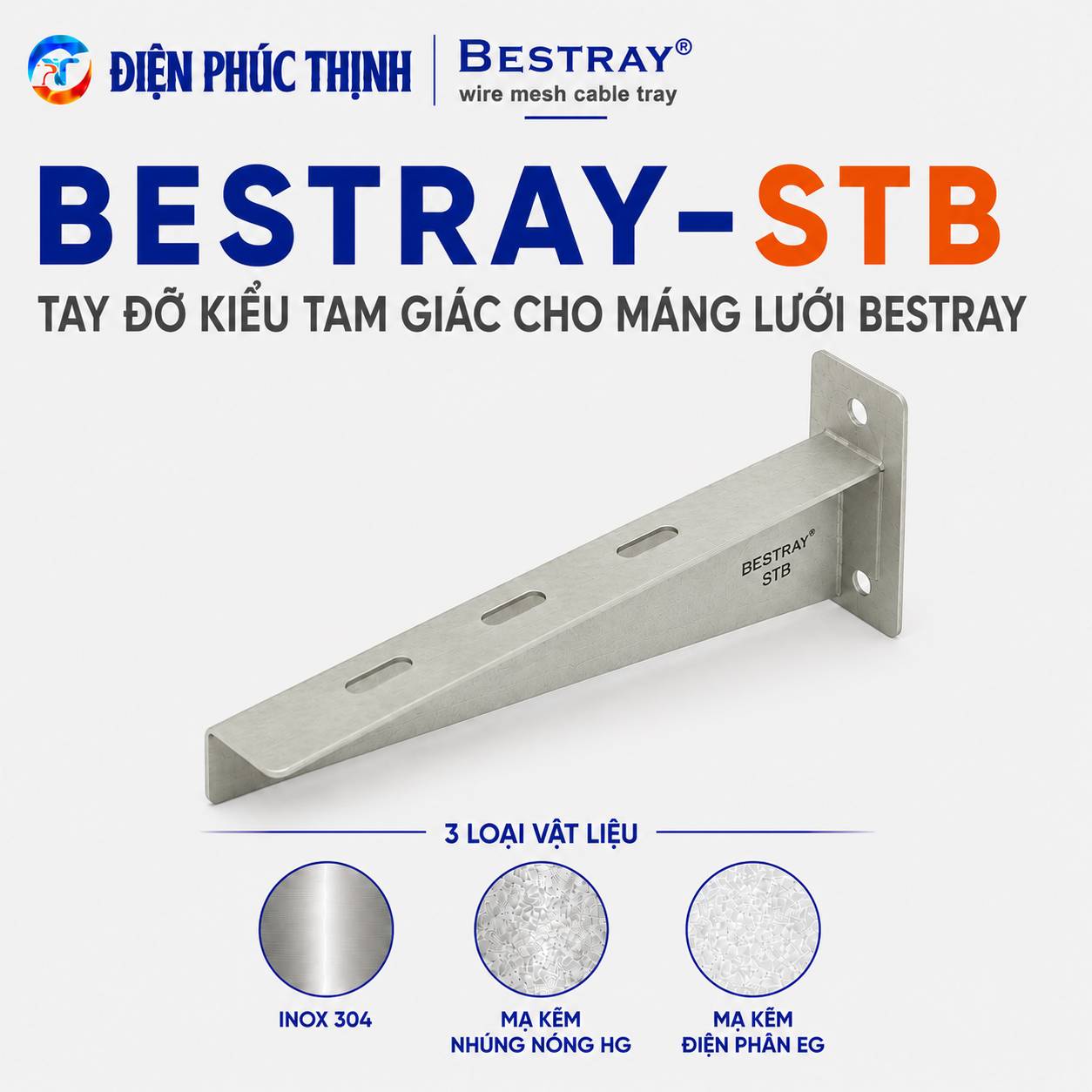 BESTRAY-STB / Tay Đỡ Kiểu Tam Giác Cho Máng Lưới Bestray
