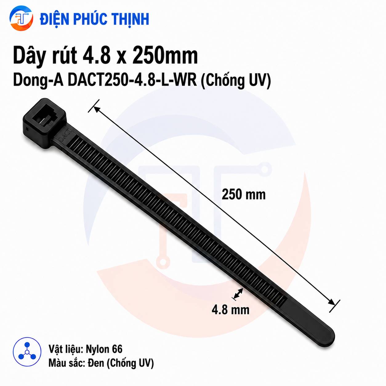 DONG-A-DACT250-4.8-L-WR / Dây Rút Nhựa Dong-A 4.8×250mm Chống UV
